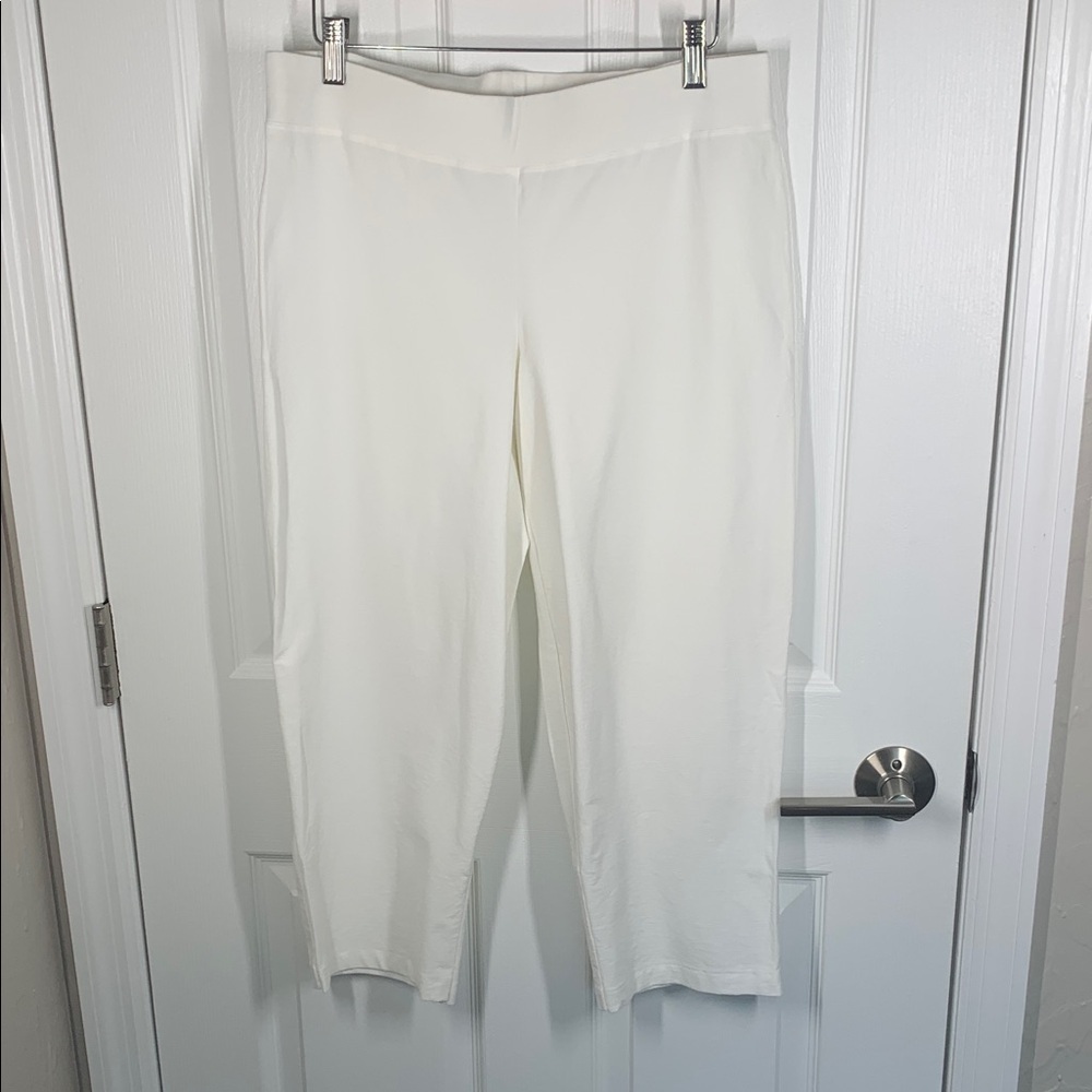 Eileen Fisher white cropped pull on pants size petite medium